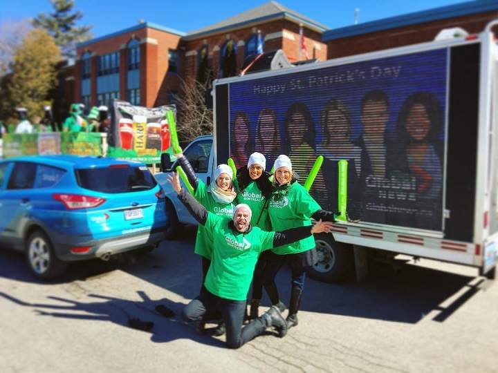 Global News personalities getting ready for the seventh annual St. Patrick’s Day parade in Hudson. Saturday, March 19, 2016.