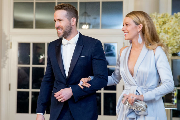 Actor Ryan Reynolds and entertainer Blake Lively, arrive for a State Dinner for Canadian Prime Minister Justin Trudeau, Thursday, March 10, 2016, at the White House in Washington. 