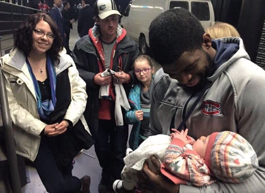 P.K. Subban meets baby hit by puck at Canadiens practice - image
