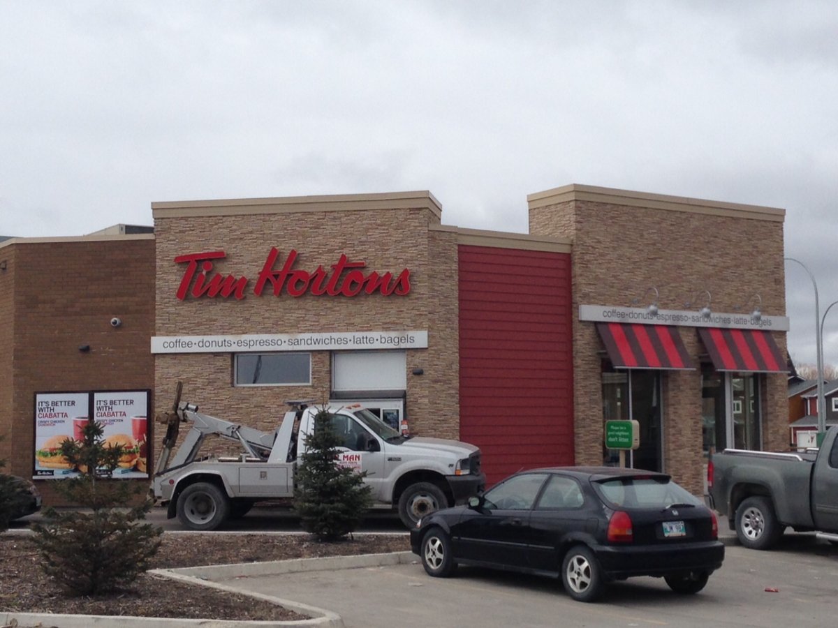 A man was stabbed at this Tim Hortons in Winnipeg on Wednesday.