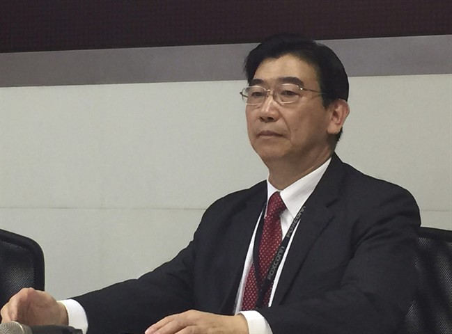 Foxconn, or also known as Hon Hai Precision Industry, spokesman Simon Hsing announces the approval of the purchase of a controlling stake in Japan's Sharp Corp. during a press conference at the Taiwan Stock Exchange Corp. in Taipei, Taiwan, Wednesday, March 30, 2016. Taiwanese electronics giant Foxconn said it has agreed to buy a controlling stake in Sharp Corp. for $2.6 billion following weeks of uncertainty over what the Japanese company said was a previous agreement at a higher price.