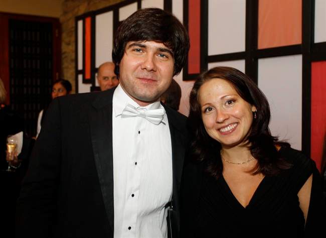 In this May 2, 2014 photo, award-winning concert pianist Vadym Kholodenko, poses with his wife Sofya Tsygankova at the 2014 Cliburn Gala at Ridglea Country Club in Fort Worth, Texas.