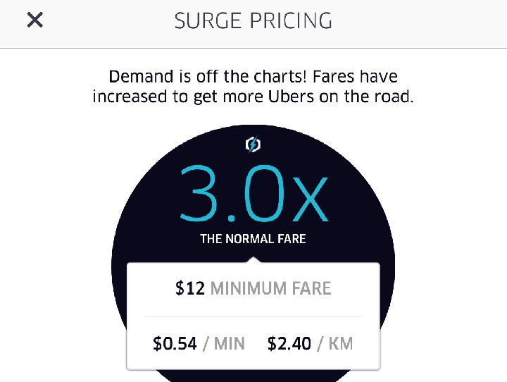 Surge pricing came into effect for UberX services on March 1, 2016 as the TTC dealt with service delays on subway trains and streetcars.