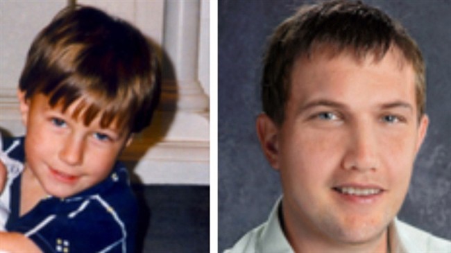 At left is Michael Dunahee at four years old. At right is an earlier age-enhanced to show what he might look like at 26 years old. THE CANADIAN PRESS/HO.