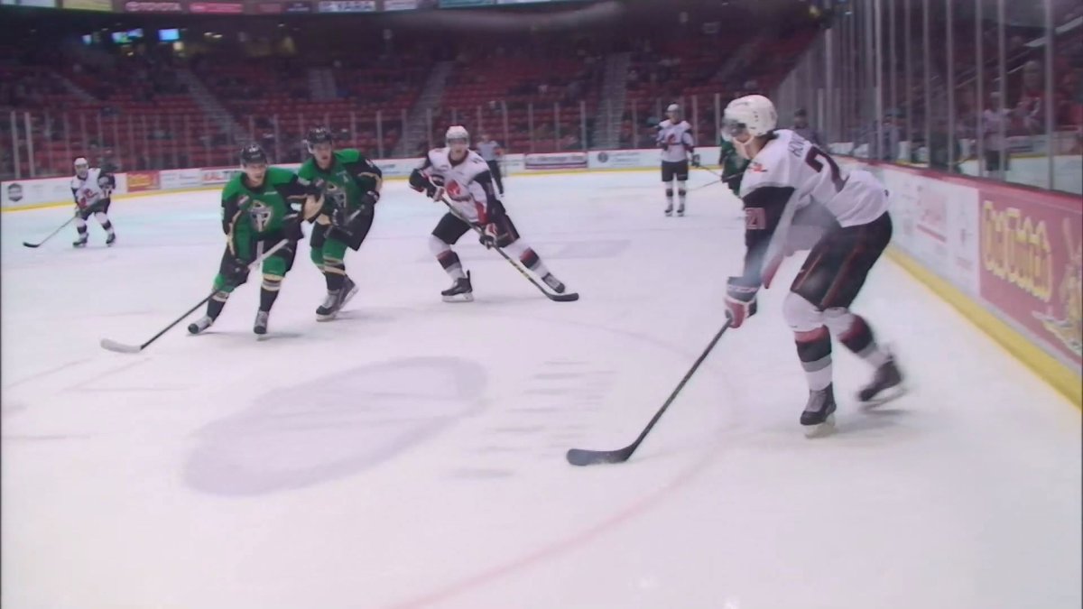 The Moose Jaw Warriors blanked the visiting Prince Albert Raiders 7-0 on Tuesday in Western Hockey League playoff action.