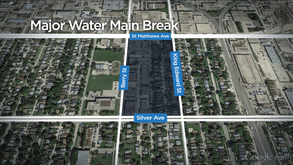 RAW VIDEO Large water main break shuts down streets in St. James area