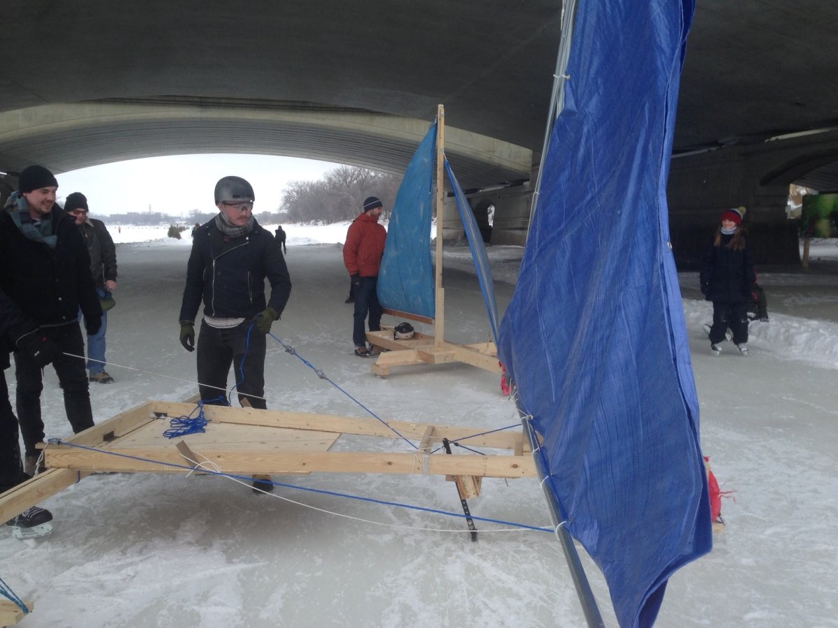 Competitors get ready for the first Winter Wind Derby at The Forks.