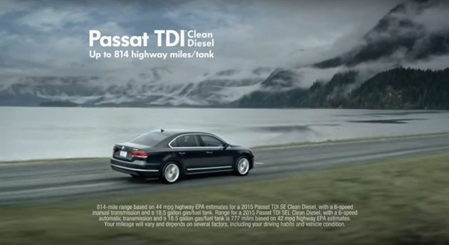 This is a framegrab from a Volkswagen commercial for a vehicle with their TDI Clean Diesel engine. 