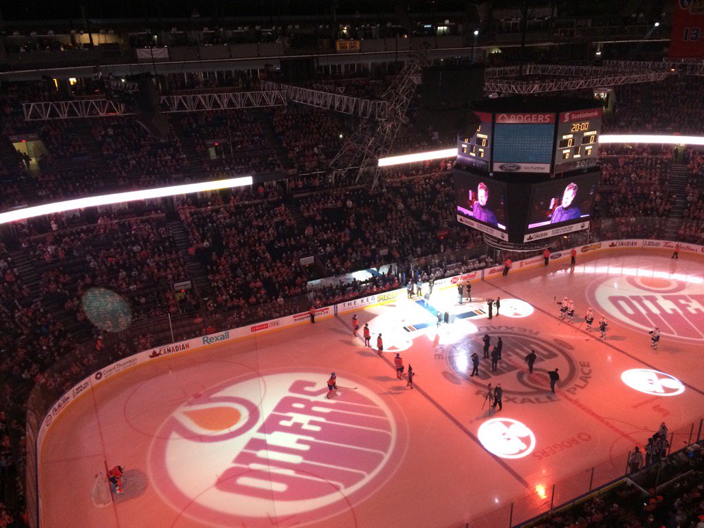 The Edmonton Oilers' final game at Rexall Place about to start on Wednesday, April 6, 2016.