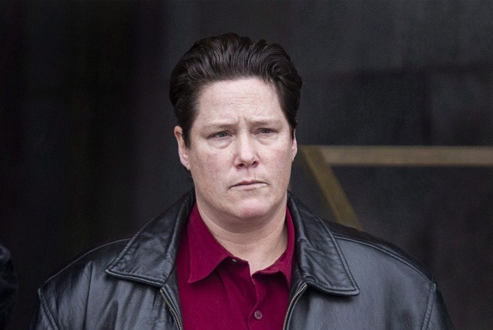 Former Montreal Police officer Stéfanie Trudeau, Agent 728, leaves the Montreal Courthouse Thursday, February 25, 2016 where she was found guilty of assault, Sunday, April 2, 2016.