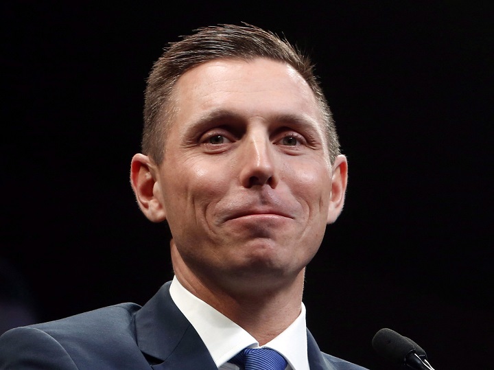 Ontario Progressive Conservative Leader Patrick Brown smiles after delivering a speech at the Ontario Progressive Conservative convention in Ottawa, Saturday , March 5, 2016. 