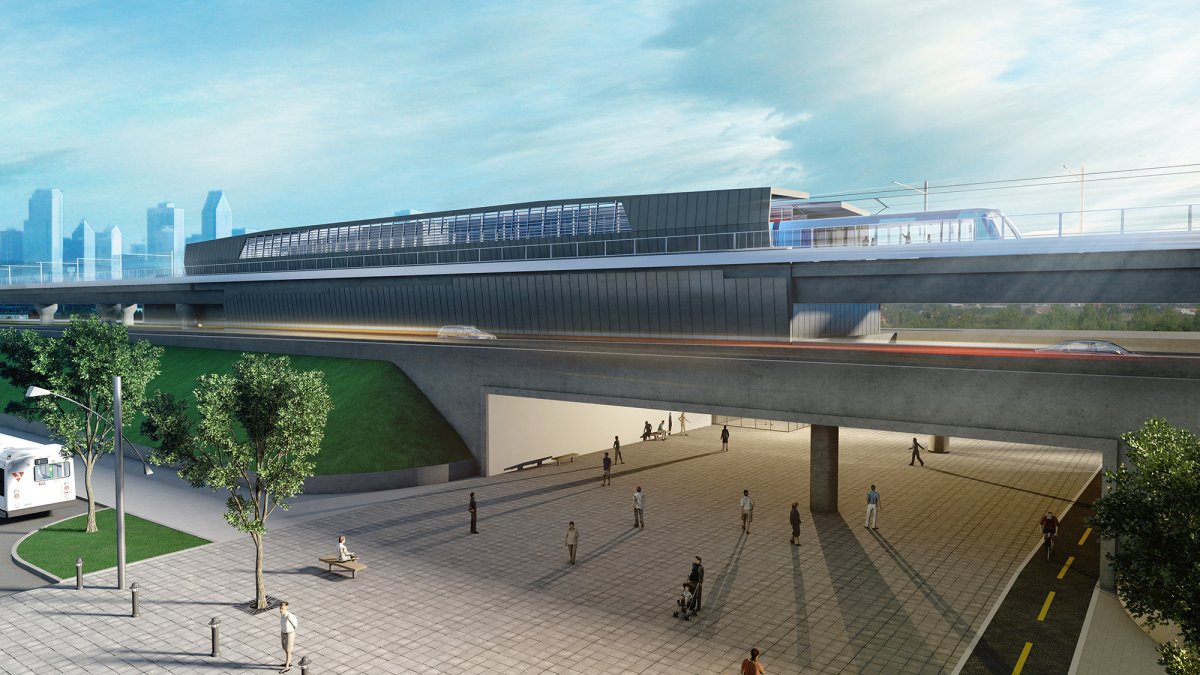 A representation of one of the new REM electric train station in the new network, Friday, April 22, 2016.