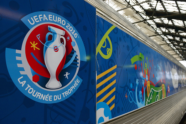 The UEFA EURO 2016 Trophy tour train stationed in Gare de Lyon on April 2, 2016 in Paris, France.