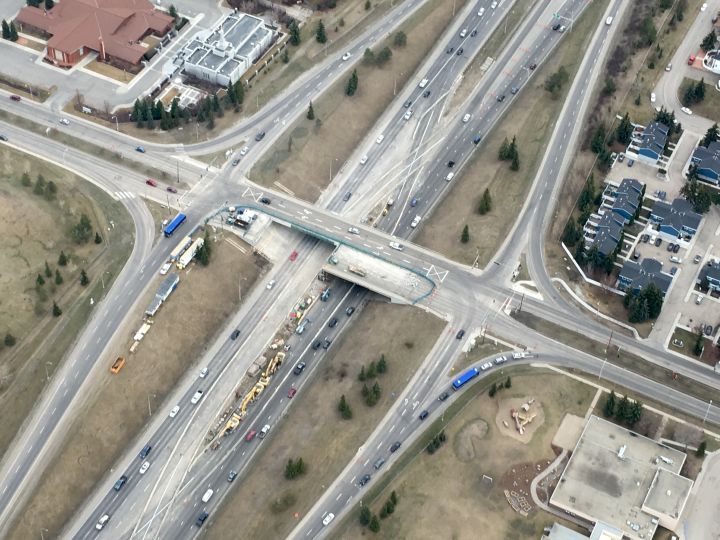 Construction on 53 Avenue bridge over Whitemud Drive Monday, April 4, 2016.