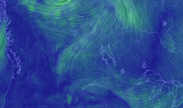 Saskatchewan surface wind - April 19, 2016.