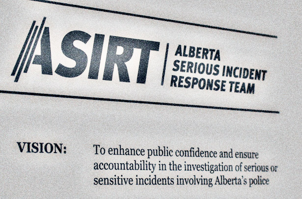 A file photo of the logo for the Alberta Serious Incident Response Team (ASIRT).