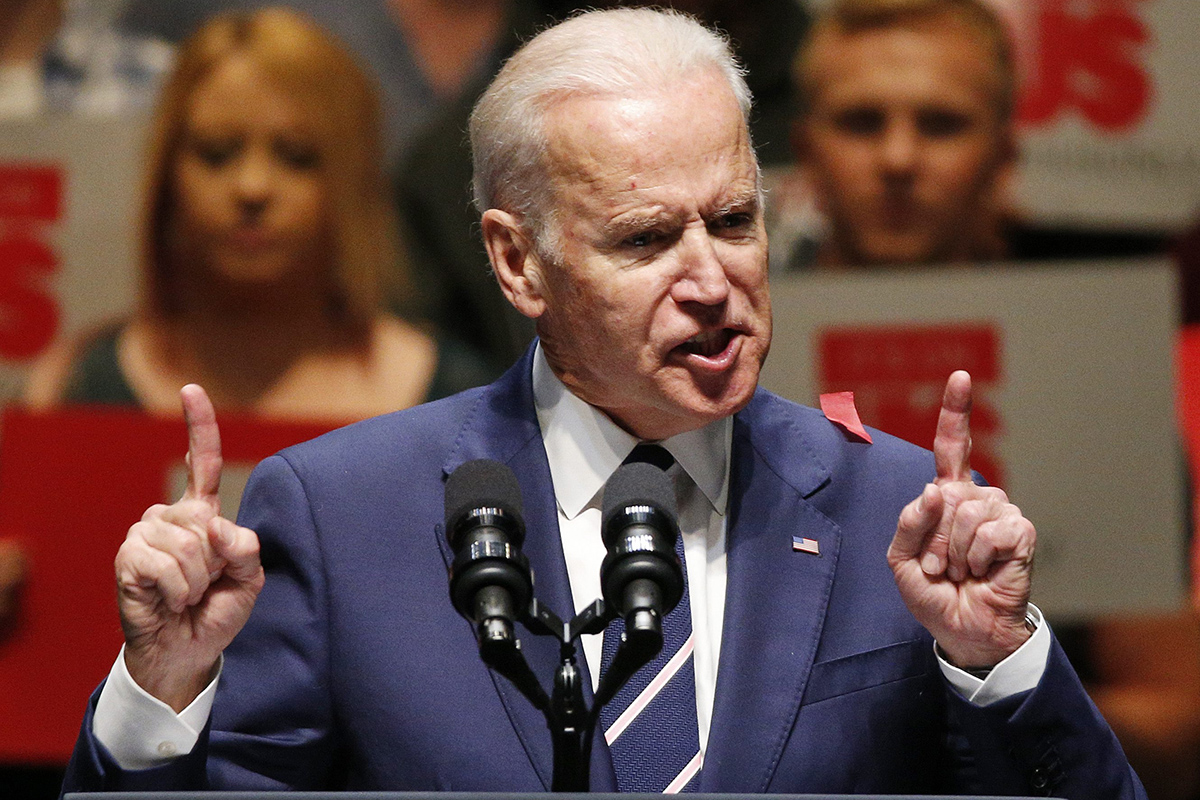 In this Thursday, April 7, 2016 photo, Vice President Joe Biden speaks at an event in Las Vegas.