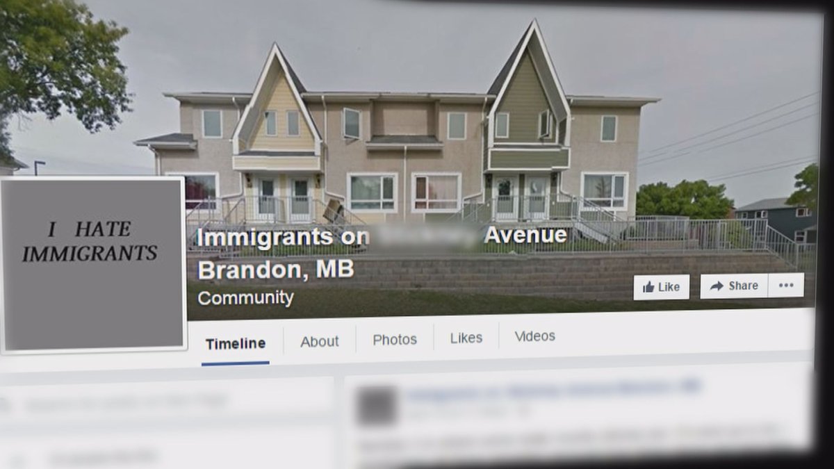 The Facebook page appears to call for violence against immigrants in Brandon.