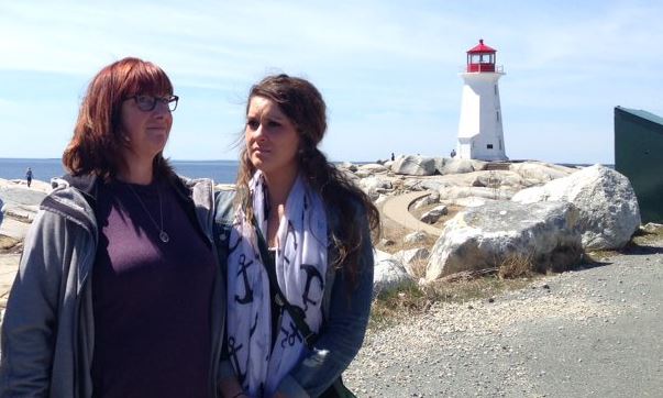 Jamie Quattrocchi’s mother, Caroline, and girlfriend, Brittany Smith, visit Peggys Cove on the one-year anniversary of his death.