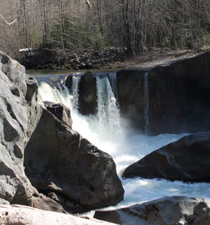 One viewpoint along the Cheakamus River, heading towards Train Wreck in Whistler, B.C.