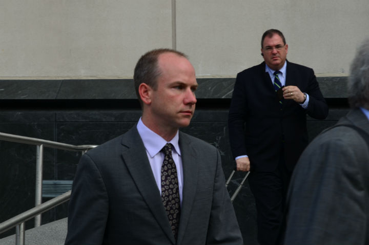 Former Performance Coal President Chris Blanchard leaves a U.S. federal courthouse.