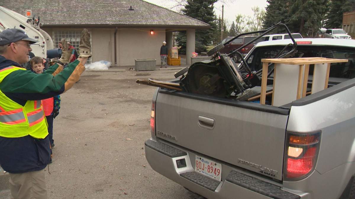 Residents drop off unwanted items at Glendale Community Centre Sunday.