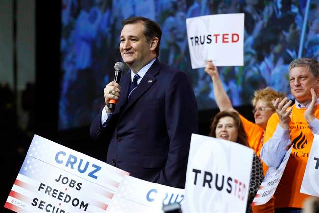 Republican presidential candidate Sen. Ted Cruz, R-Texas, speaks at the Colorado Republican State Convention, in Colorado Springs, Saturday, April 9, 2016. 