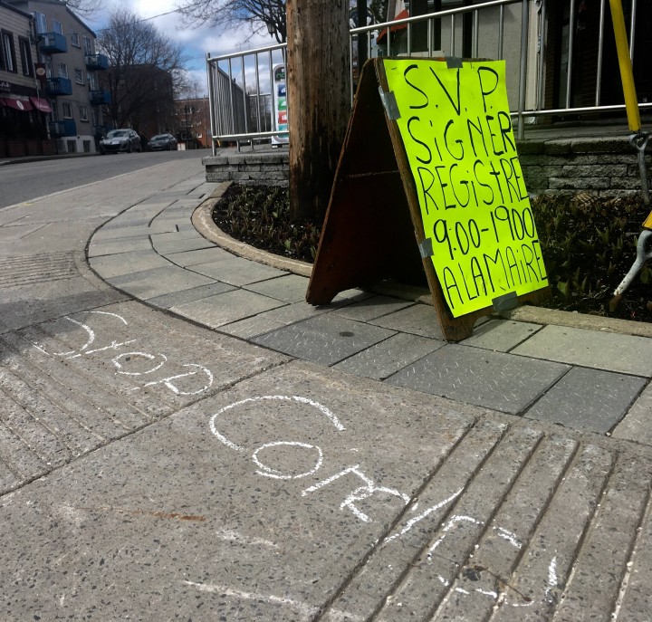 Dorval residents were signing registries to stop a proposed condo project on the Lakeshore, Tuesday, April 12, 2016.
