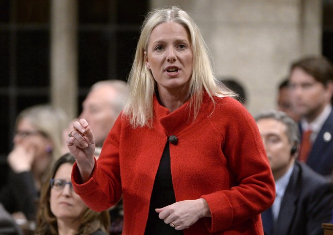Minister of Environment and Climate Change Catherine McKenna speaks during question period at Parliament Hill in Ottawa on Thursday, March 24, 2016. 