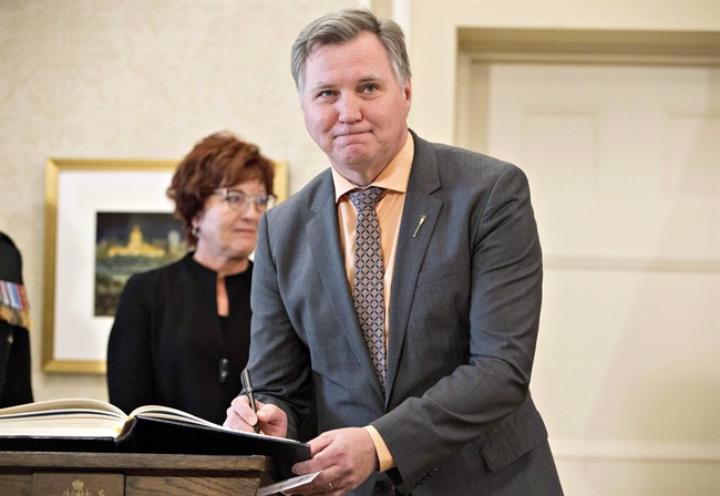 Alberta Minister of Indigenous Relations Richard Feehan is sworn in as a new cabinet minister in Edmonton Alta, on Monday, February 2, 2016. 