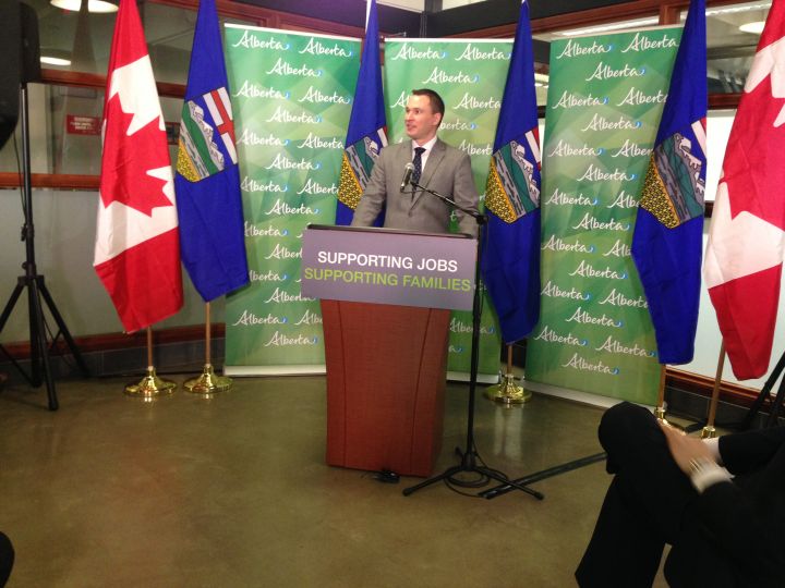 Economic Development and Trade Minister Deron Bilous makes an announcement in Edmonton Monday, April 11, 2016. 