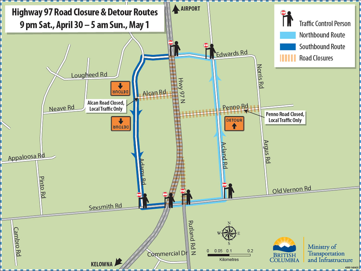 Highway 97 closure near Sexsmith Okanagan Globalnews.ca