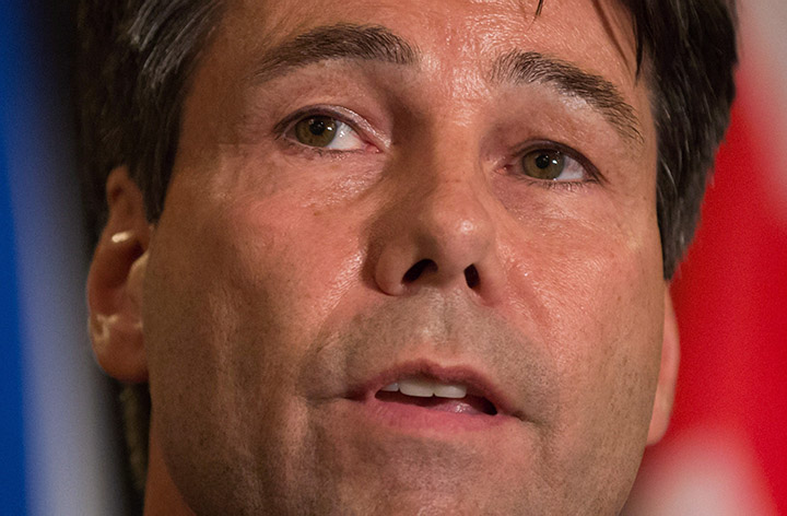 Ontario Health Minister Eric Hoskins speaks during a news conference after the final day of a meeting of provincial and territorial health ministers in Vancouver, B.C., on Thursday January 21, 2016. 