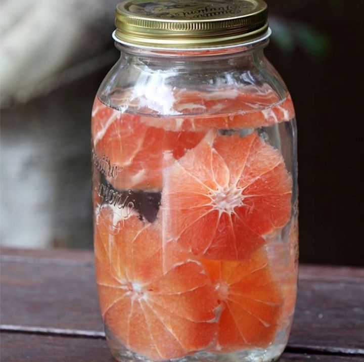 A jar of grapefruit-infused vodka.