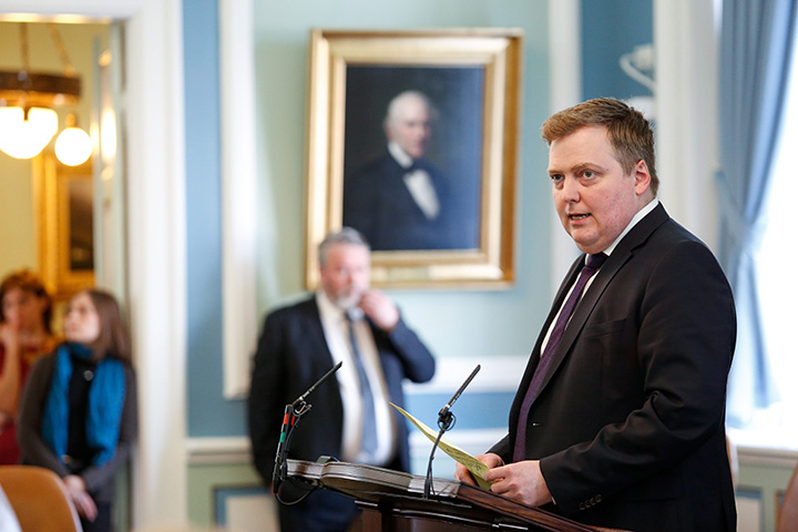 Iceland's Prime Minister Sigmundur David Gunnlaugsson, speaks during a parliamentary session in Reykjavik on Monday April 4, 2016. 