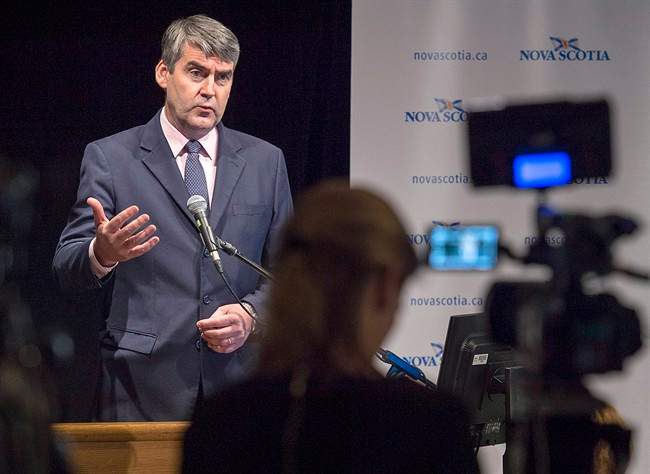 Premier Stephen McNeil fields questions at a news conference in Halifax on Thursday, April 21, 2016. 