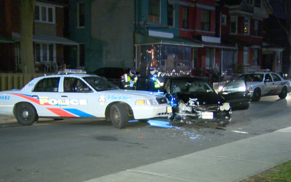 A police officer was injured following a pursuit in Toronto on April 27, 2016.