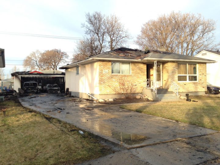Damage to the garage and home after an early morning fire in the 500 block of Oakland Avenue.