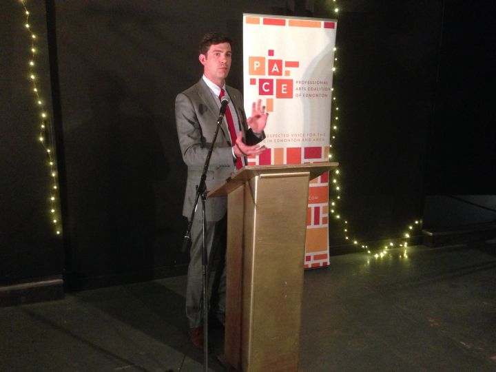 Mayor Don Iveson speaks at Chvrch of John on April 4, 2016 as Mayor's Celebration of the Arts nominees are announced.