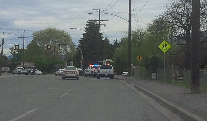 Police investigate a scence near Westsyde Rd. in Kamloops, which may be connected to a report of shots fired on Parkcrest Ave.