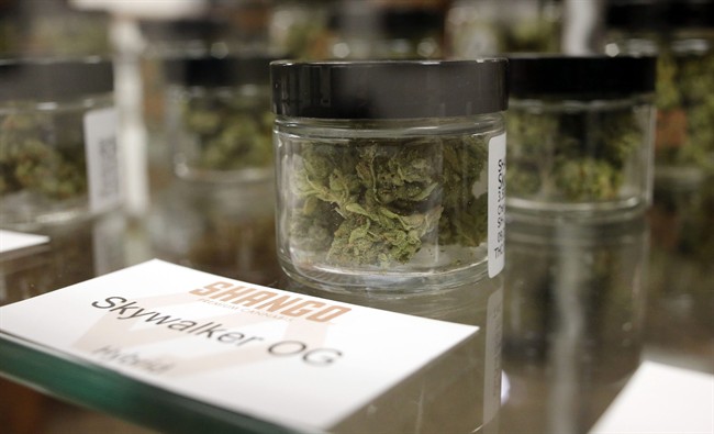 In this Sept. 30, 2015, file photo, Cannabis is packaged and ready for sale in Shango Premium Cannabis, in Portland, Ore. The Canadian government will introduce legislation to legalize pot in 2017.