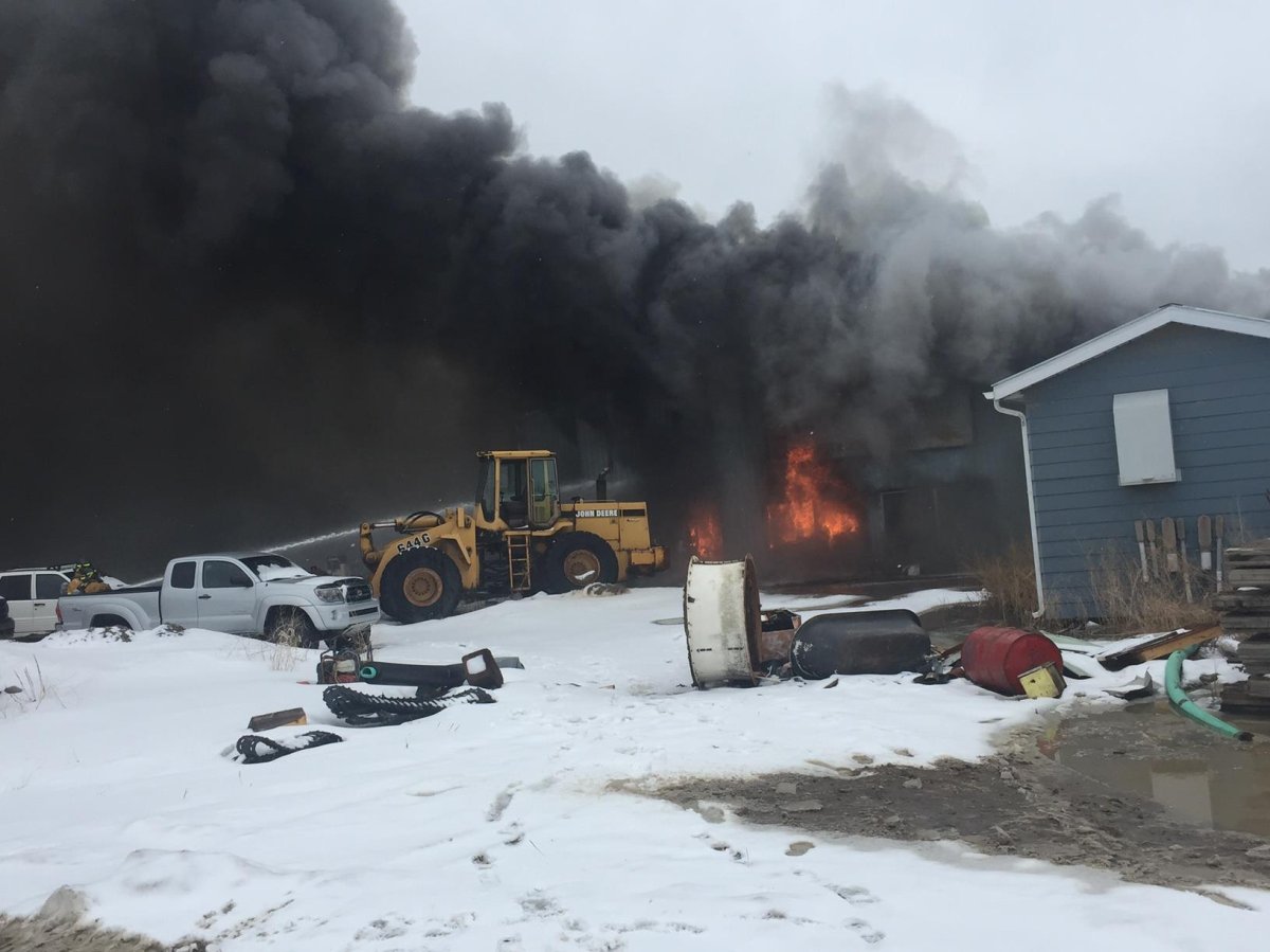 An industrial shop was destroyed by a large fire on April 6 in La Ronge, Sask. 