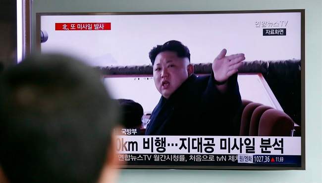 A man watches a TV news program showing file footage of North Korean leader Kim Jong Un at Seoul Railway Station in Seoul, South Korea, Friday, April 1, 2016. 