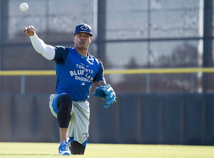 Toronto Blue Jays pitcher Marcus Stroman works out at the team’s spring training ballpark in Dunedin, Florida on Friday February 19, 2016.