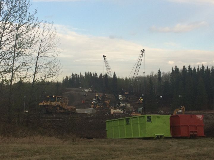 RCMP are investigating after a fire broke out at an ndustrial area in Mayerthorpe on April 29, 2016. The blaze broke out at an unused quonset near railroad tracks.