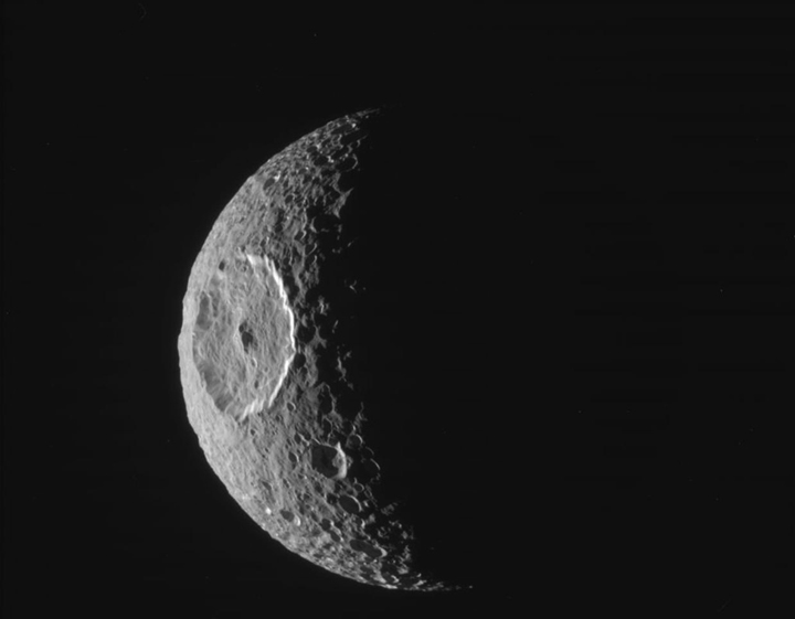 The Death Star? No. It’s just Saturn’s moon, Mimas.