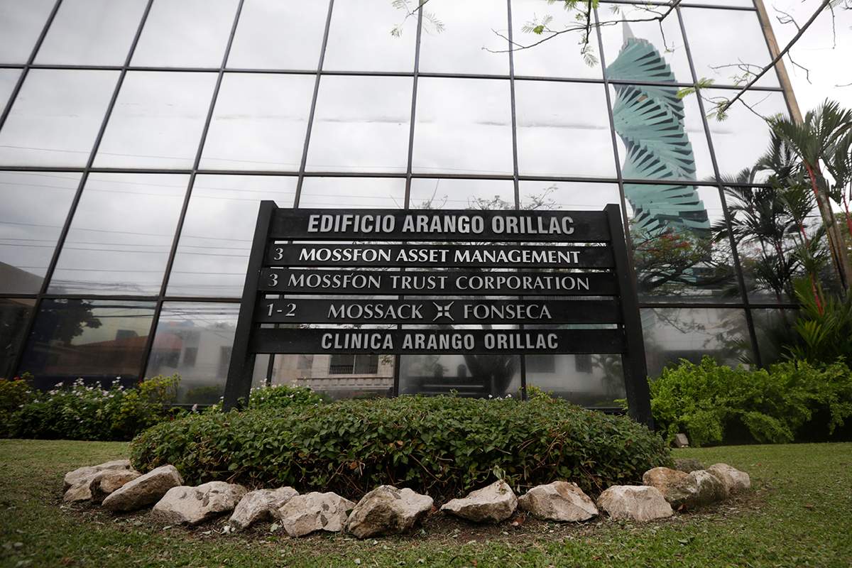 A marquee of the Arango Orillac Building lists the Mossack Fonseca law firm in Panama City, Thursday, April 7, 2016. 