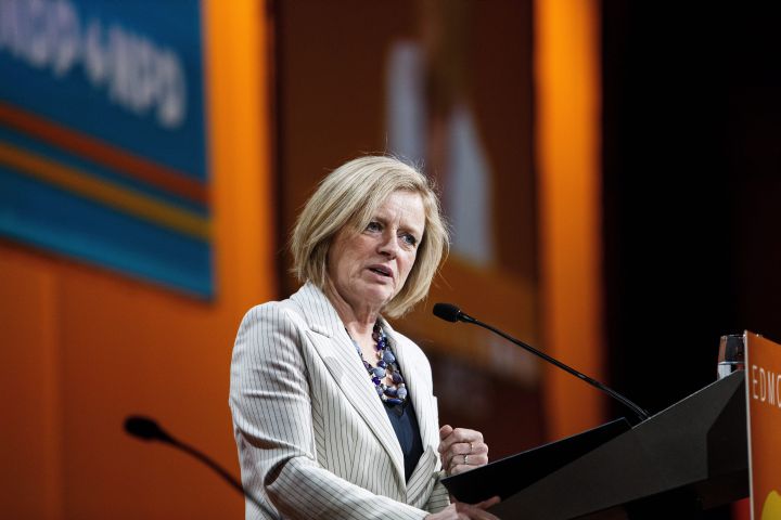Alberta Premier Rachel Notley gives a speech during the 2016 NDP Federal Convention in Edmonton on Saturday, April 9, 2016.