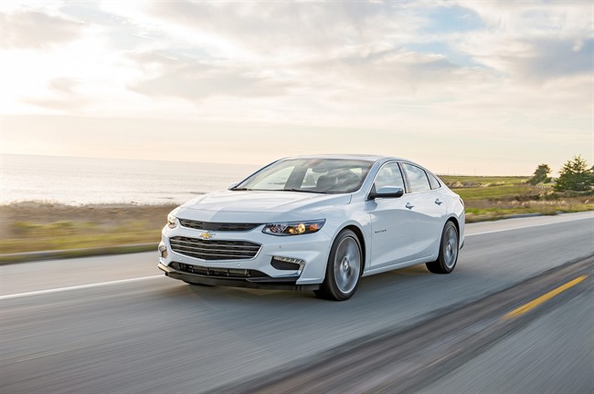 This undated photo provided by General Motors shows the 2016 Chevrolet Malibu. For 2016, the Chevrolet Malibu is newly styled and more fuel efficient, with more of the latest safety and tech features.