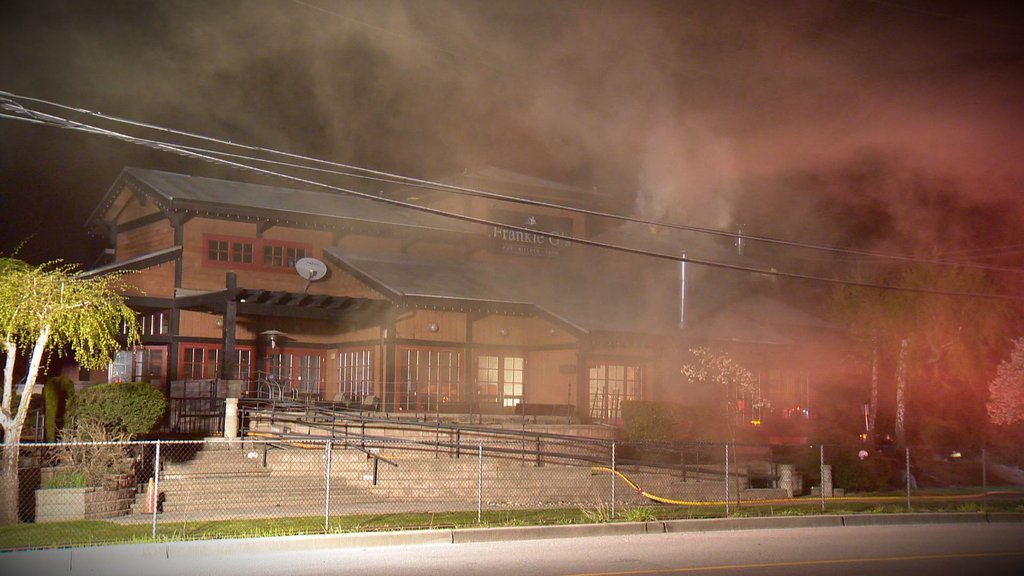 Frankie G's pub in New Westminster caught fire early Friday morning.